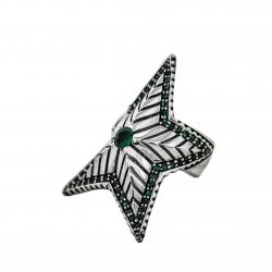 DEPP STAR RING WITH  NATURAL STONES - EMERALD