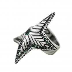 DEPP STAR RING WITH  NATURAL STONES - EMERALD