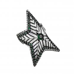 DEPP STAR RING WITH  NATURAL STONES - EMERALD