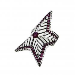 DEPP STAR RING WITH NATURAL STONES - RUBY