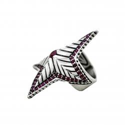 DEPP STAR RING WITH NATURAL STONES - RUBY