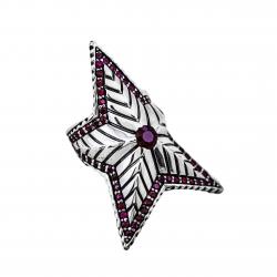 DEPP STAR RING WITH NATURAL STONES - RUBY