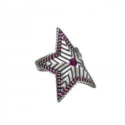 SMALL DEPP STAR RING WITH NATURAL STONES - RUBY