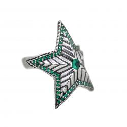 SMALLDEPP STAR RING WITH NATURAL STONES - EMERALD