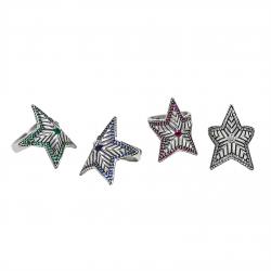 SMALLDEPP STAR RING WITH NATURAL STONES - EMERALD