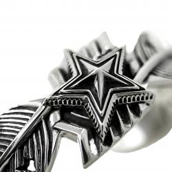 HEAVY CS NAVAJO SHERIFF STAR ARROW FEATHER BRACELET - STARRY