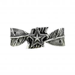 HEAVY CS NAVAJO SHERIFF STAR ARROW FEATHER BRACELET - STARRY