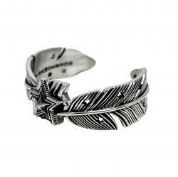HEAVY CS NAVAJO SHERIFF STAR ARROW FEATHER BRACELET - STARRY