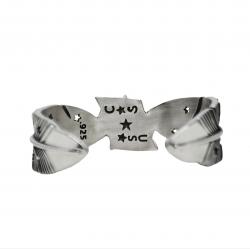 HEAVY CS NAVAJO SHERIFF STAR ARROW FEATHER BRACELET - STARRY