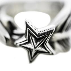 CS NAVAJO SHERIFF STAR ARROW FEATHER RING - STARRY