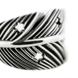 CS NAVAJO SHERIFF STAR ARROW FEATHER RING - STARRY