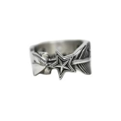 CS NAVAJO SHERIFF STAR ARROW FEATHER RING - STARRY