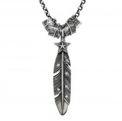 CS NAVAJO SHERIFF STAR ARROW  FEATHER BEAD WITH DIAMONDS - STARRY