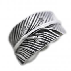 CS NAVAJO SHERIFF STAR  ARROW FEATHER RING WITH DIAMONDS - STARRY