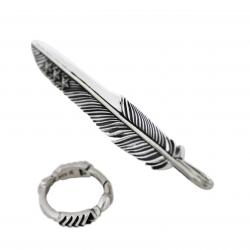 【SOLD OUT】CS NAVAJO TRIPLE STARS ON THE FIRST ARROW FEATHER PENDANT WITH ARROW SPRING