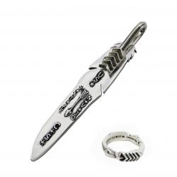 【SOLD OUT】CS NAVAJO TRIPLE STARS ON THE FIRST ARROW FEATHER PENDANT WITH ARROW SPRING