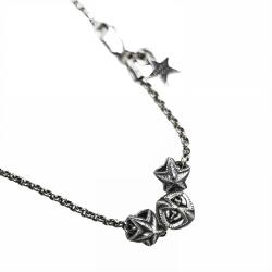 EXTRA TINY DOUBLE FACE DEPP STAR STUD PENDANT(Include 16" Silver Chain)