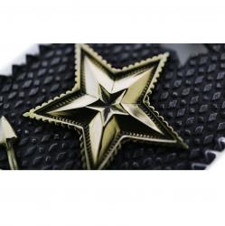 SHERIFF STAR & STAR HOLE DOG TAG WITH COIN EDGE 925/18K