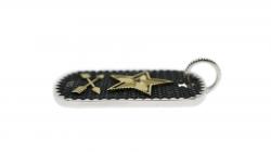 SHERIFF STAR & STAR HOLE DOG TAG WITH COIN EDGE 925/18K