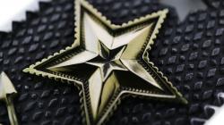 SHERIFF STAR & STAR HOLE DOG TAG WITH COIN EDGE 925/18K
