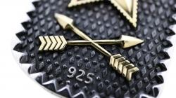 SHERIFF STAR & STAR HOLE DOG TAG WITH COIN EDGE 925/18K