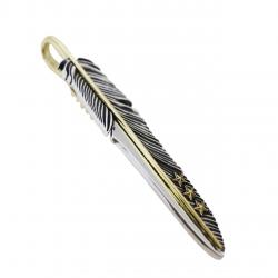 CS NAVAJO TRIPLE STARS ON THE FIRST ARROW FEATHER PENDANT 925/18K