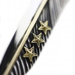 CS NAVAJO TRIPLE STARS ON THE FIRST ARROW FEATHER PENDANT 925/18K