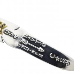 CS NAVAJO TRIPLE STARS ON THE FIRST ARROW FEATHER PENDANT 925/18K