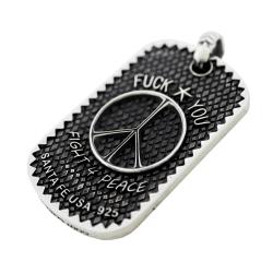 SKULL STAR FIGHT 4 PEACE DOG TAG 925/18K