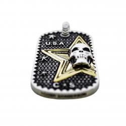 SKULL STAR FIGHT 4 PEACE DOG TAG 925/18K
