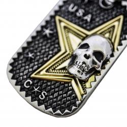 SKULL STAR FIGHT 4 PEACE DOG TAG 925/18K