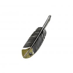 CS NAVAJO TINY STAR ARROW FEATHER LEFT TWISTED 925/18K PENDANT - 2