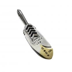 CS NAVAJO TINY STAR ARROW FEATHER LEFT TWISTED 925/18K PENDANT - 2
