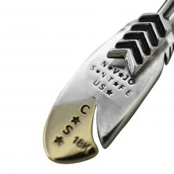 CS NAVAJO TINY STAR ARROW FEATHER LEFT TWISTED 925/18K PENDANT - 2