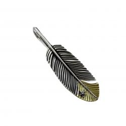 CS NAVAJO TINY STAR ARROW FEATHER RIGHT TWISTED 925/18K PENDANT - 2