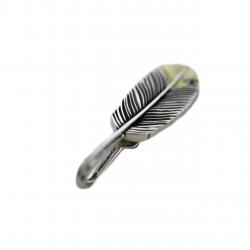 CS NAVAJO TINY STAR ARROW FEATHER RIGHT TWISTED 925/18K PENDANT - 2