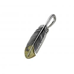 CS NAVAJO TINY STAR ARROW FEATHER RIGHT TWISTED 925/18K PENDANT - 2