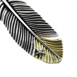 CS NAVAJO TINY STAR ARROW FEATHER RIGHT TWISTED 925/18K PENDANT - 2