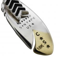 CS NAVAJO TINY STAR ARROW FEATHER RIGHT TWISTED 925/18K PENDANT - 2