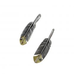CS NAVAJO TINY STAR ARROW FEATHER RIGHT TWISTED 925/18K PENDANT - 2