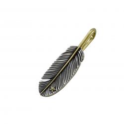 CS NAVAJO TINY STAR ARROW FEATHER LEFT TWISTED 925/18K PENDANT - 1