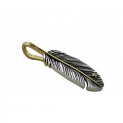 CS NAVAJO TINY STAR ARROW FEATHER LEFT TWISTED 925/18K PENDANT - 1