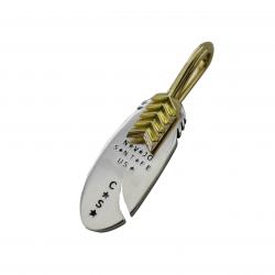 CS NAVAJO TINY STAR ARROW FEATHER LEFT TWISTED 925/18K PENDANT - 1