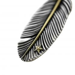 CS NAVAJO TINY STAR ARROW FEATHER LEFT TWISTED 925/18K PENDANT - 1