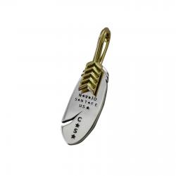 CS NAVAJO TINY STAR ARROW FEATHER RIGHT TWISTED 925/18K PENDANT - 1