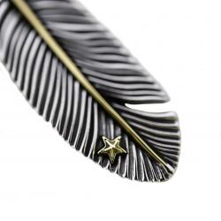 CS NAVAJO TINY STAR ARROW FEATHER RIGHT TWISTED 925/18K PENDANT - 1