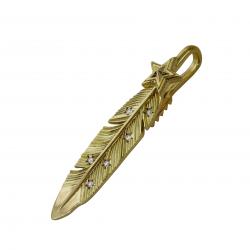 CS NAVAJO SHERIFF STAR ARROW FEATHER PENDANT 18K GOLD WITH DIAMONDS - STARRY TAIPEI