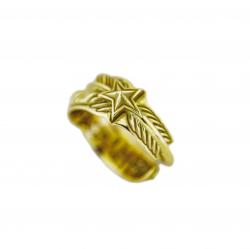 SMALL CS NAVAJO SHERIFF STAR ARROW FEATHER RING 18K GOLD - VIP EXCLUSIVE