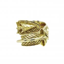 LARGE CS NAVAJO SHERIFF STAR ARROW FEATHER RING 18K GOLD - VIP EXCLUSIVE