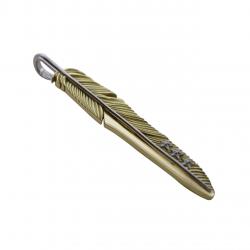 CS NAVAJO TRIPLE STARS ON THE FIRST ARROW FEATHER PENDANT 18K/PLATINUM